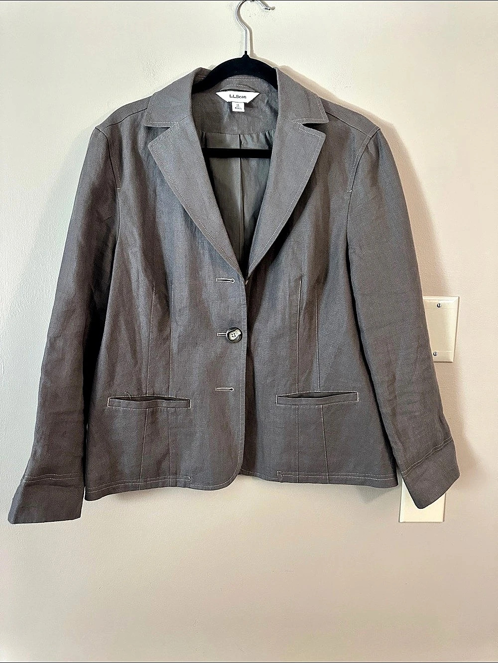 L.L.Bean Women's Linen Blazer Brown Size 14 Like New